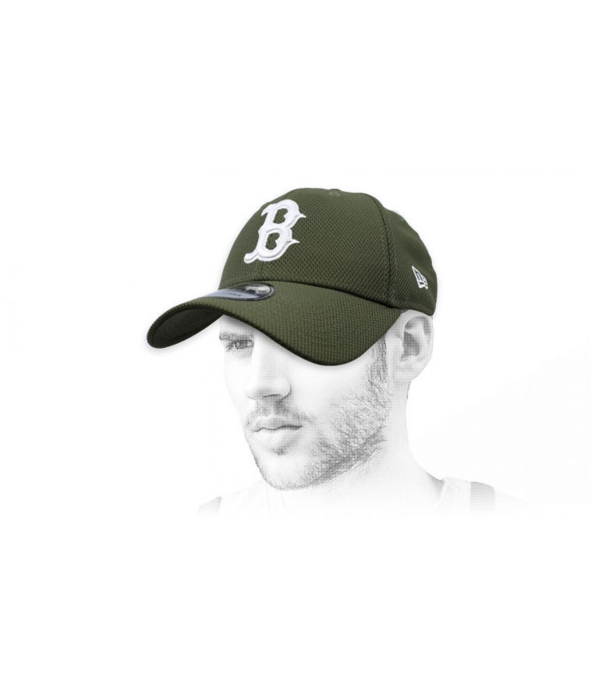 casquette B vert Diamond Casquette Boston Diamond Era 9Forty olive white